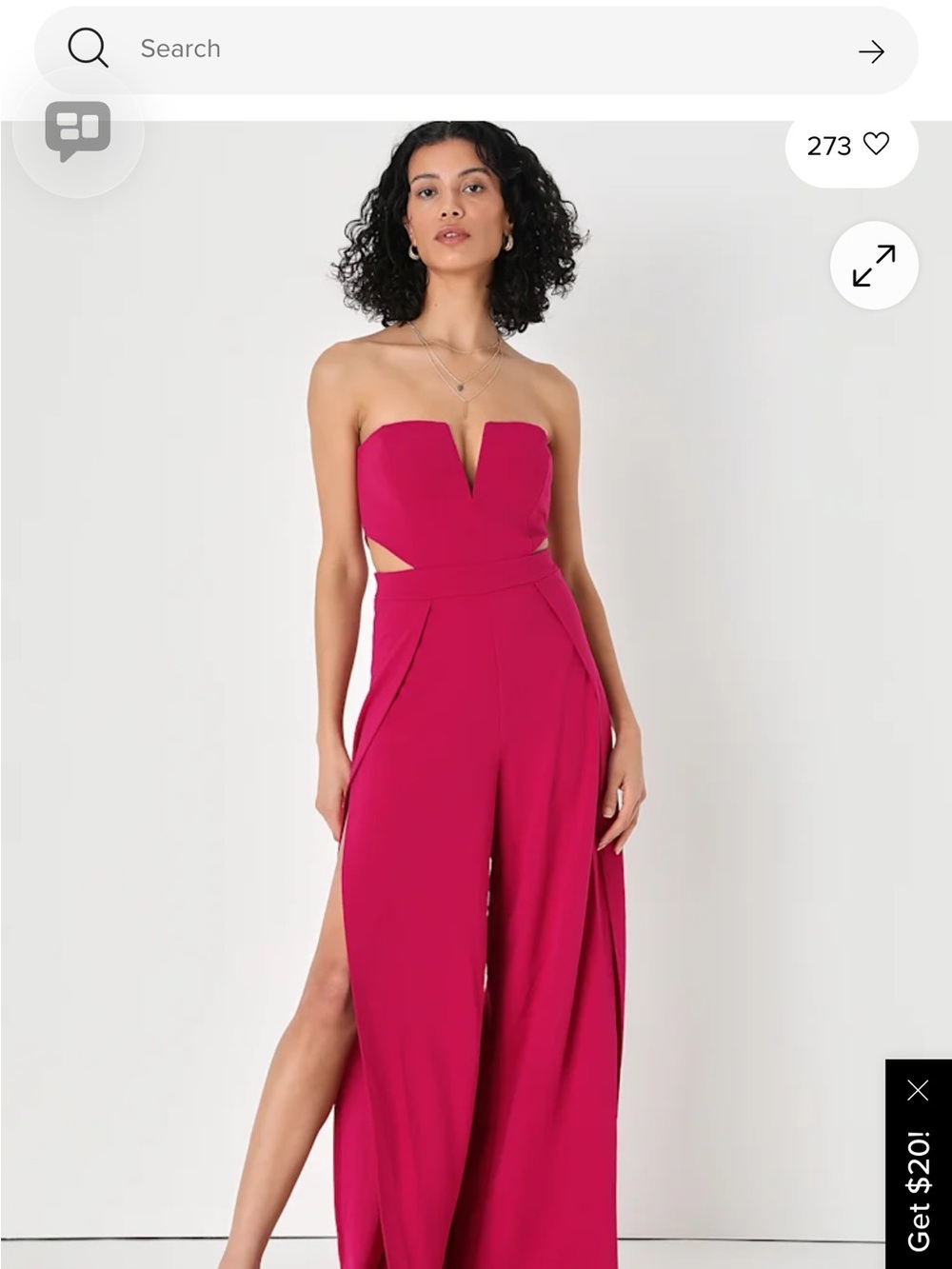 Strapless Fuchsia Wide-Leg Jumpsuit